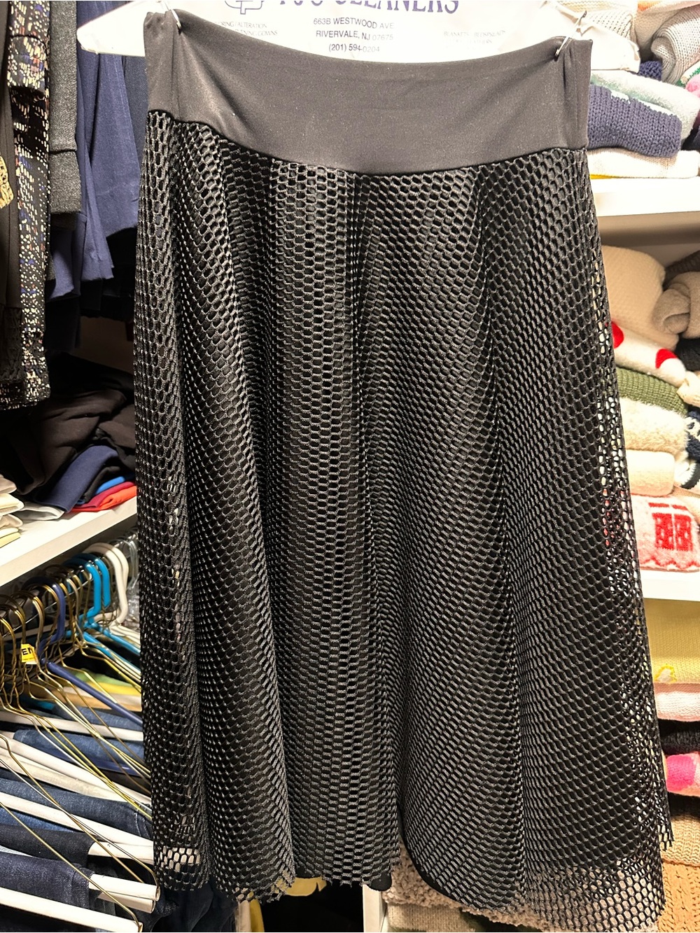 Black Mesh A-Line Skirt